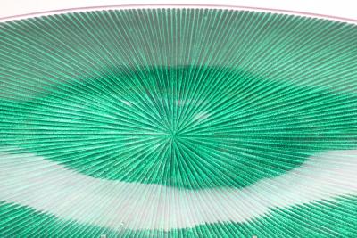 Scandinavian Green Sunburst Enamel Aluminum Tray 1970 Sweden