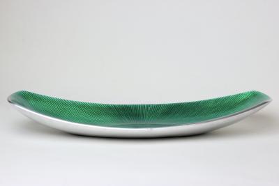 Scandinavian Green Sunburst Enamel Aluminum Tray 1970 Sweden