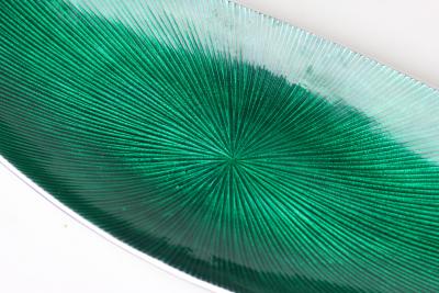 Scandinavian Green Sunburst Enamel Aluminum Tray 1970 Sweden