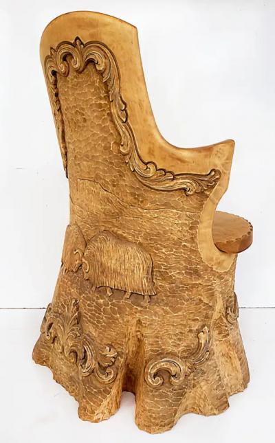 Scandinavian Hand Carved Kubbestol Chair Norway or Denmark