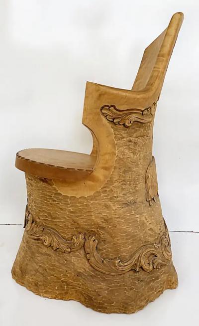 Scandinavian Hand Carved Kubbestol Chair Norway or Denmark