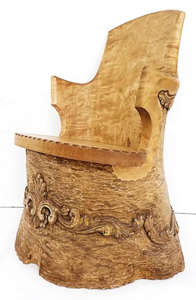 Scandinavian Hand Carved Kubbestol Chair Norway or Denmark