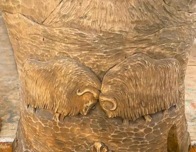 Scandinavian Hand Carved Kubbestol Chair Norway or Denmark