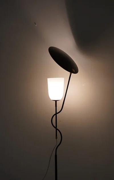 Scandinavian Mid Century Floor Lamp in Metal and Brass