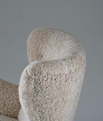Scandinavian Mid Century Lounge Chairs in Sheepskin