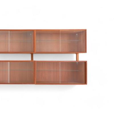 Scandinavian Mid Century Modern Wall Mounted Bookshelf Teak Norway 1967