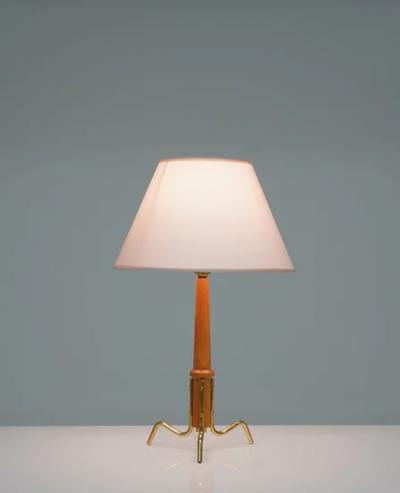 Scandinavian Mid Century Table Lamp in Brass and Teak