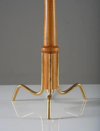 Scandinavian Mid Century Table Lamp in Brass and Teak