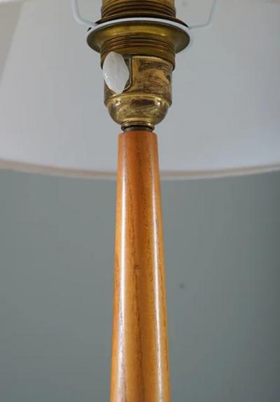 Scandinavian Mid Century Table Lamp in Brass and Teak