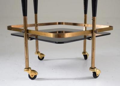 Scandinavian Midcentury Bar Cart in Brass and Glass