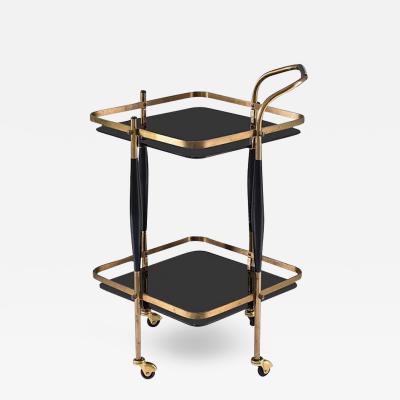 Scandinavian Midcentury Bar Cart in Brass and Glass