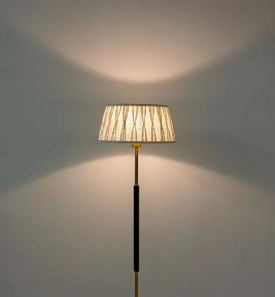 Scandinavian Midcentury Floor Lamp in Brass and Wood