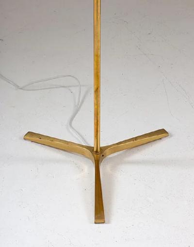 Scandinavian Midcentury Floor Lamp in Brass and Wood