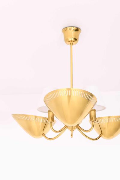 Scandinavian Modern Brass Ceiling Lamp in Gold and White 1950s