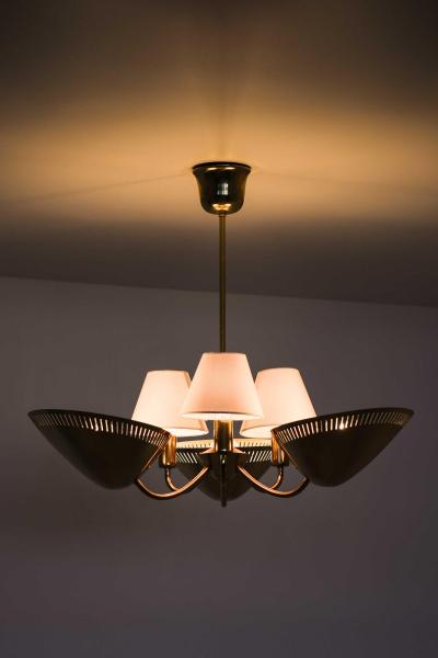 Scandinavian Modern Brass Ceiling Lamp in Gold and White 1950s
