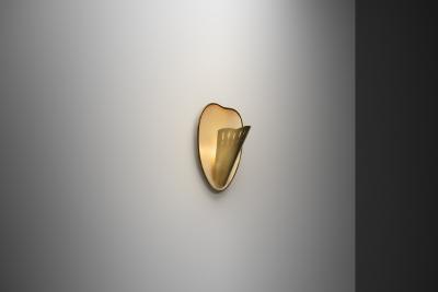 Scandinavian Modern Brass and White Lacquered Wall Lamp Sweden Mid 20th Century