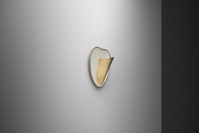 Scandinavian Modern Brass and White Lacquered Wall Lamp Sweden Mid 20th Century