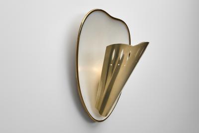 Scandinavian Modern Brass and White Lacquered Wall Lamp Sweden Mid 20th Century