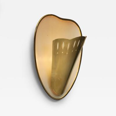 Scandinavian Modern Brass and White Lacquered Wall Lamp Sweden Mid 20th Century