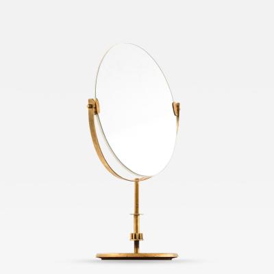 Scandinavian Modern Golden Table Mirror in Brass 1950s