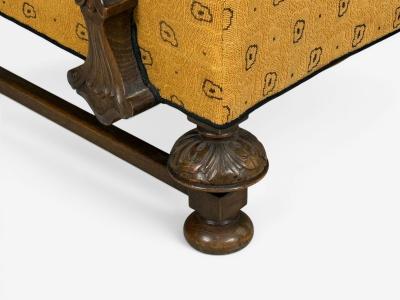 Scandinavian Modern Lounge Chair Carved Wood Fabric Denmark 1960s