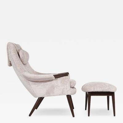 Scandinavian Modern Lounge Chair and Footstool by Gerhard Berg C 1950