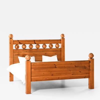 Scandinavian Modern Pine Bed Frame 1970s