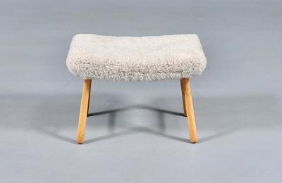 Scandinavian Modern Sheepskin Stool