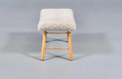 Scandinavian Modern Sheepskin Stool