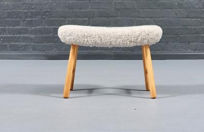 Scandinavian Modern Sheepskin Stool