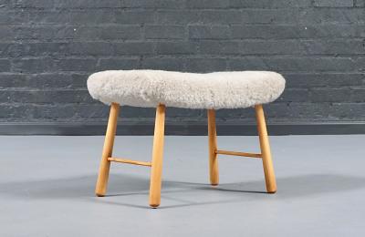 Scandinavian Modern Sheepskin Stool