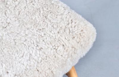 Scandinavian Modern Sheepskin Stool