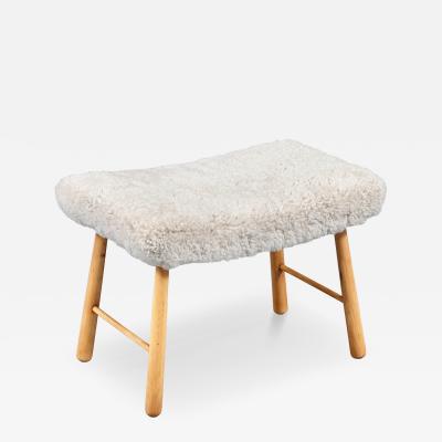Scandinavian Modern Sheepskin Stool