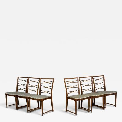 Scandinavian Modern Six Dining Chairs Beech Fabric Scandinavia 1900s