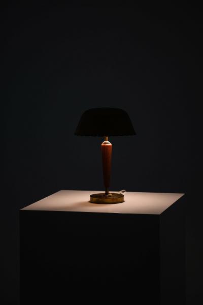 Scandinavian Modern Table Lamp in Beech and Brass 1950s