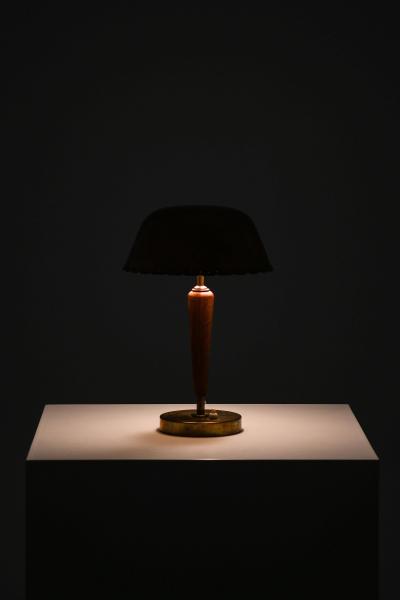 Scandinavian Modern Table Lamp in Beech and Brass 1950s