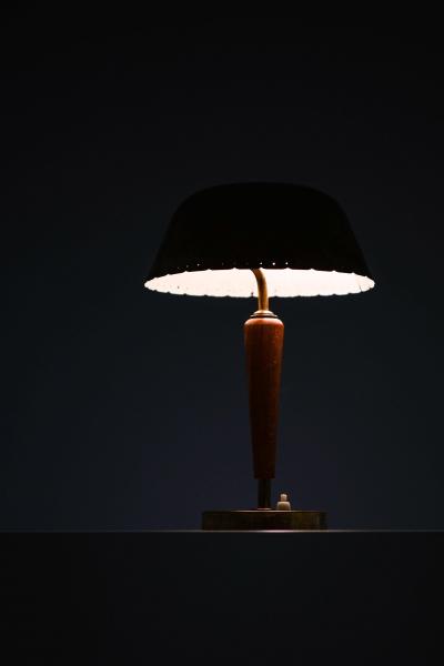 Scandinavian Modern Table Lamp in Beech and Brass 1950s