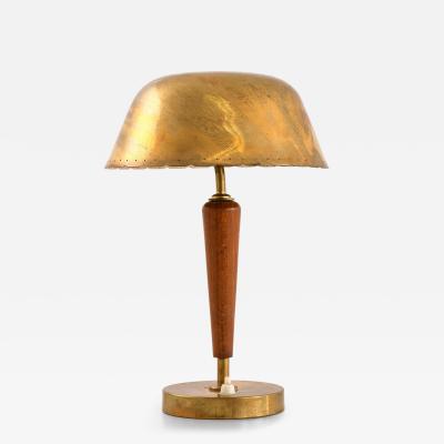 Scandinavian Modern Table Lamp in Beech and Brass 1950s