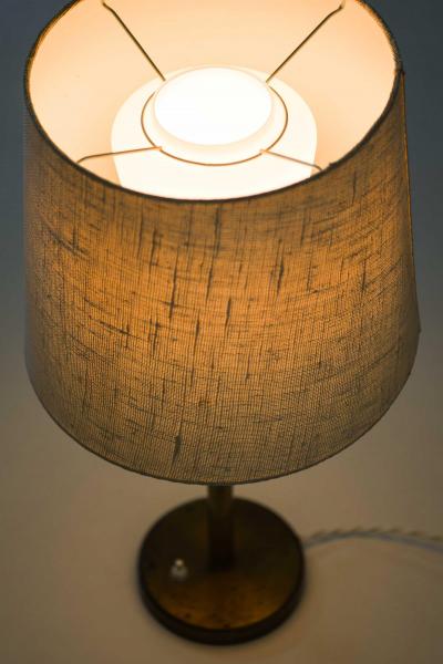 Scandinavian Modern Table Lamp in Brass and Opaline Glass 1950s