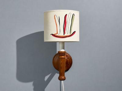 Scandinavian Modern Wall Sconce Pine Fabric Sweden 1970s
