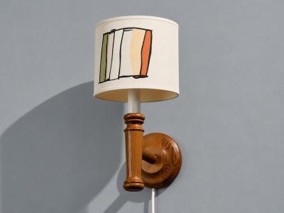 Scandinavian Modern Wall Sconce Pine Fabric Sweden 1970s