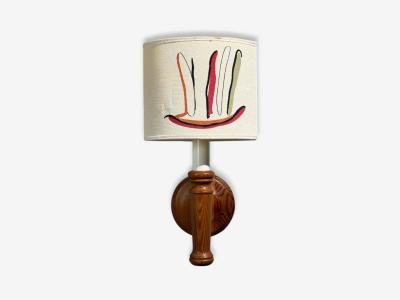 Scandinavian Modern Wall Sconce Pine Fabric Sweden 1970s