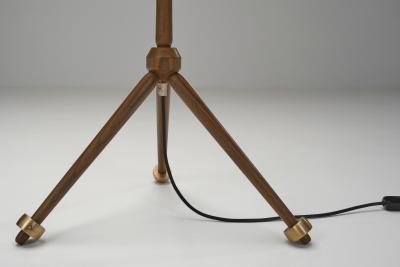 Scandinavian Modern Wood Floor Lamp with Tripod Base Scandinavia 1950s