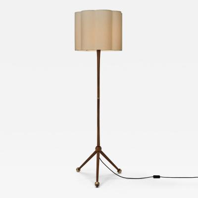 Scandinavian Modern Wood Floor Lamp with Tripod Base Scandinavia 1950s