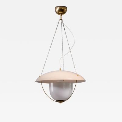 Scandinavian Modern metal and opaline glass pendant