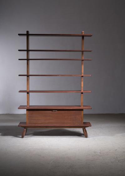 Scandinavian Modern teak bookcase with cupboard