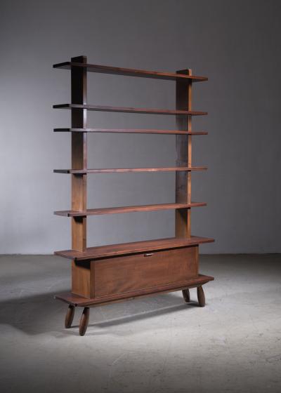 Scandinavian Modern teak bookcase with cupboard