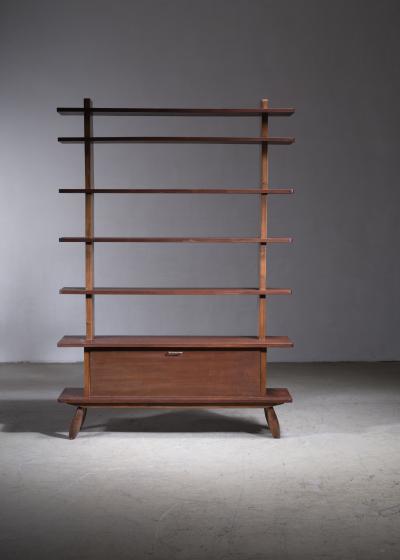 Scandinavian Modern teak bookcase with cupboard