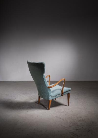 Scandinavian Modern wingback lounge chair