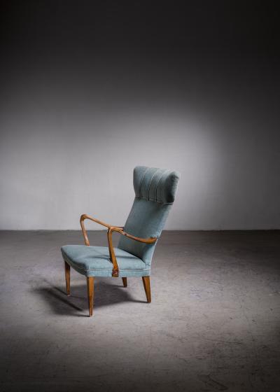 Scandinavian Modern wingback lounge chair